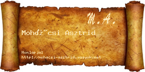 Mohácsi Asztrid névjegykártya